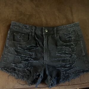 American Eagle Outfitters Black Distressed Jean Shorts